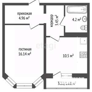 1-к квартира, вторичка, 41м2, 15/19 этаж