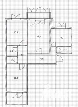 3-к квартира, вторичка, 67м2, 4/5 этаж