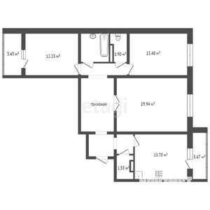 3-к квартира, вторичка, 85м2, 5/19 этаж