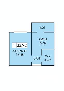 1-к квартира, вторичка, 34м2, 5/17 этаж