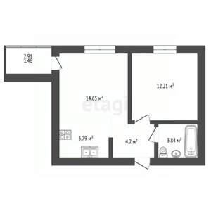 1-к квартира, вторичка, 40м2, 8/15 этаж