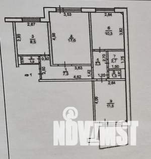 3-к квартира, вторичка, 63м2, 2/9 этаж