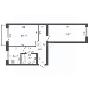 2-к квартира, вторичка, 45м2, 3/5 этаж