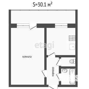 1-к квартира, вторичка, 34м2, 11/14 этаж
