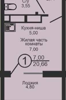 1-к квартира, вторичка, 17м2, 5/17 этаж