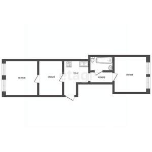 3-к квартира, вторичка, 70м2, 2/2 этаж