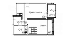 1-к квартира, вторичка, 42м2, 3/9 этаж