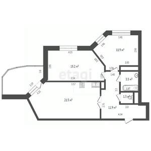 2-к квартира, вторичка, 66м2, 3/16 этаж