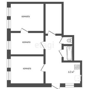 3-к квартира, вторичка, 60м2, 2/2 этаж