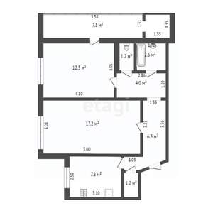 2-к квартира, вторичка, 56м2, 9/17 этаж