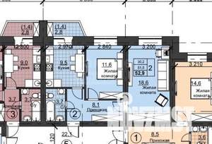 2-к квартира, вторичка, 55м2, 3/3 этаж
