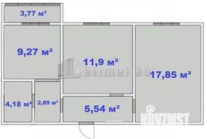 2-к квартира, вторичка, 52м2, 10/17 этаж
