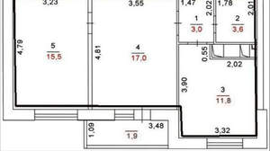 2-к квартира, вторичка, 51м2, 4/17 этаж