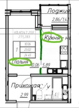 1-к квартира, вторичка, 38м2, 9/12 этаж