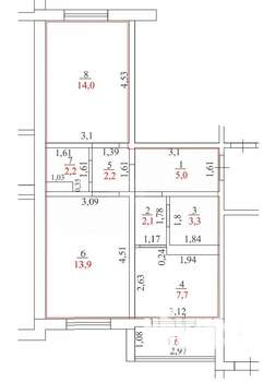 2-к квартира, вторичка, 50м2, 5/18 этаж