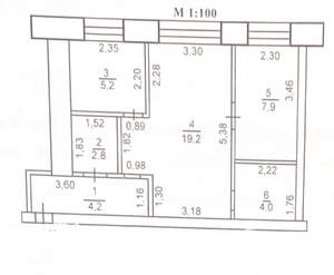 2-к квартира, вторичка, 43м2, 1/3 этаж