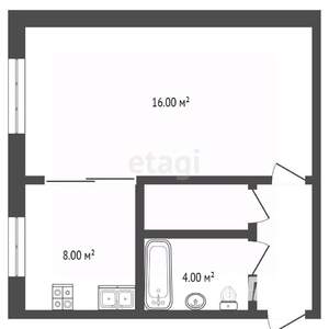 1-к квартира, вторичка, 31м2, 4/5 этаж