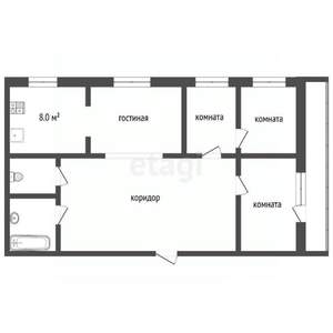 4-к квартира, вторичка, 75м2, 5/9 этаж