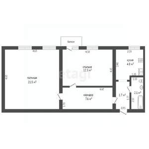 2-к квартира, вторичка, 49м2, 2/3 этаж