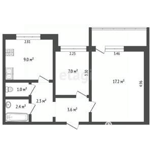 2-к квартира, вторичка, 55м2, 4/9 этаж