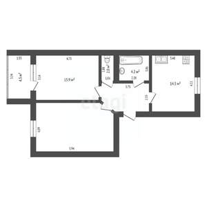 2-к квартира, вторичка, 71м2, 3/3 этаж