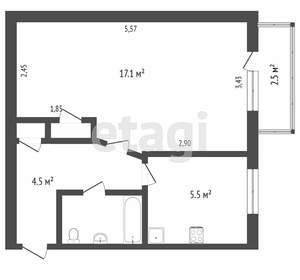 1-к квартира, вторичка, 47м2, 3/17 этаж