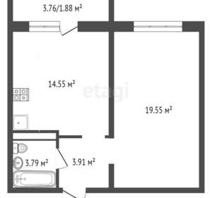 1-к квартира, вторичка, 40м2, 15/24 этаж