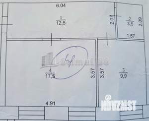 1-к квартира, вторичка, 44м2, 1/2 этаж