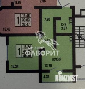 1-к квартира, вторичка, 47м2, 10/17 этаж