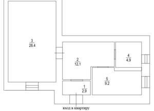 2-к квартира, вторичка, 58м2, 1/3 этаж