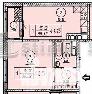 1-к квартира, вторичка, 41м2, 6/16 этаж