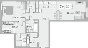 2-к квартира, строящийся дом, 81м2, 2/10 этаж