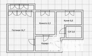 2-к квартира, вторичка, 41м2, 1/5 этаж