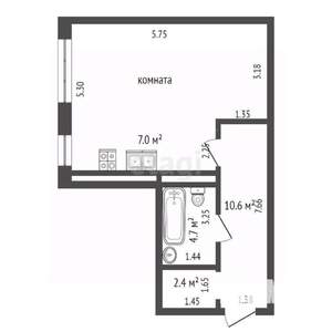 1-к квартира, вторичка, 44м2, 10/10 этаж