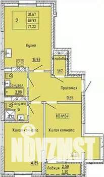 2-к квартира, строящийся дом, 71м2, 1/9 этаж