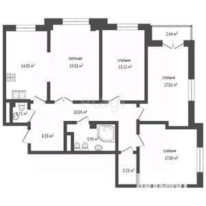 4-к квартира, вторичка, 125м2, 2/17 этаж