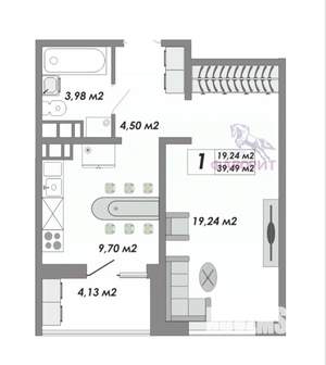1-к квартира, вторичка, 39м2, 8/9 этаж