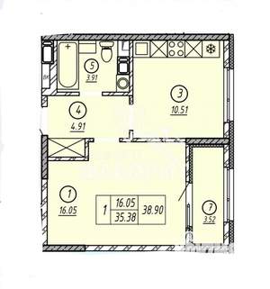 1-к квартира, вторичка, 39м2, 10/17 этаж