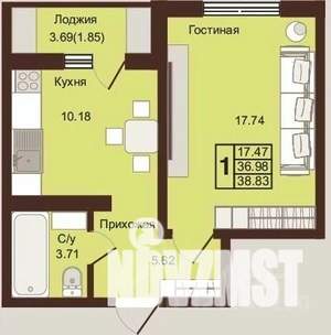 1-к квартира, вторичка, 39м2, 6/16 этаж
