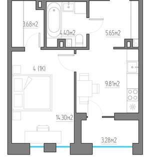 1-к квартира, вторичка, 41м2, 2/11 этаж