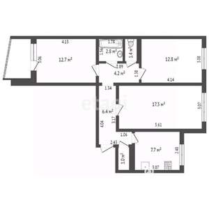 3-к квартира, вторичка, 65м2, 6/9 этаж