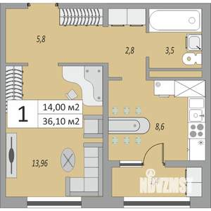 1-к квартира, вторичка, 36м2, 20/24 этаж
