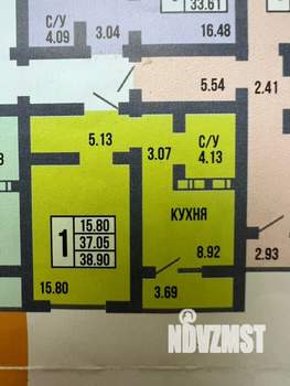 1-к квартира, вторичка, 39м2, 5/17 этаж