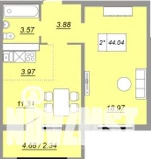 1-к квартира, вторичка, 44м2, 14/24 этаж