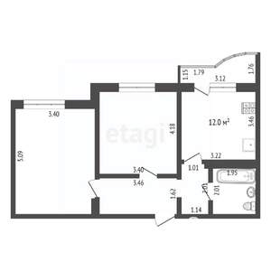 2-к квартира, вторичка, 59м2, 8/19 этаж