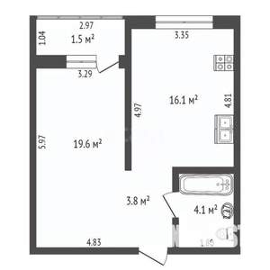 1-к квартира, вторичка, 45м2, 9/17 этаж