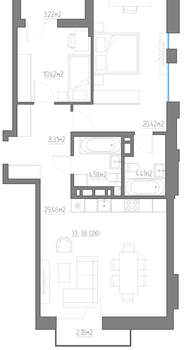 2-к квартира, вторичка, 83м2, 7/11 этаж