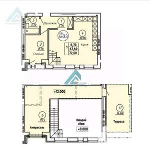 2-к квартира, вторичка, 72м2, 4/6 этаж