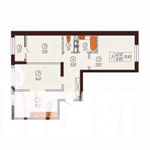 3-к квартира, строящийся дом, 76м2, 12/17 этаж