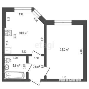 1-к квартира, вторичка, 29м2, 2/9 этаж